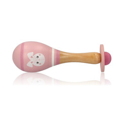 Pink wooden maracas with bunny