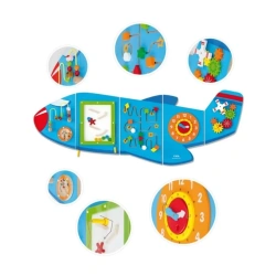 Viga Airplane Wall Panel – 5-in-1 sensory activity board for kids 1+