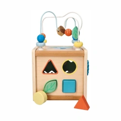 Lelin Activity Cube with Bead Maze – Wooden Educational Toy Ages 1+
