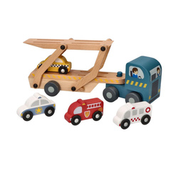 Wooden trailer with vehicles
