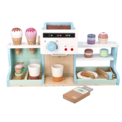 Café with espresso machine and ice cream