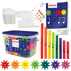 Korbo EDU Code Music 128 el bricks set. + Book with work sheets 27 x A4