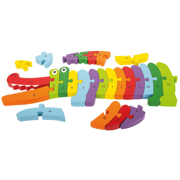 Wooden crocodile puzzle - learning ABC letters.