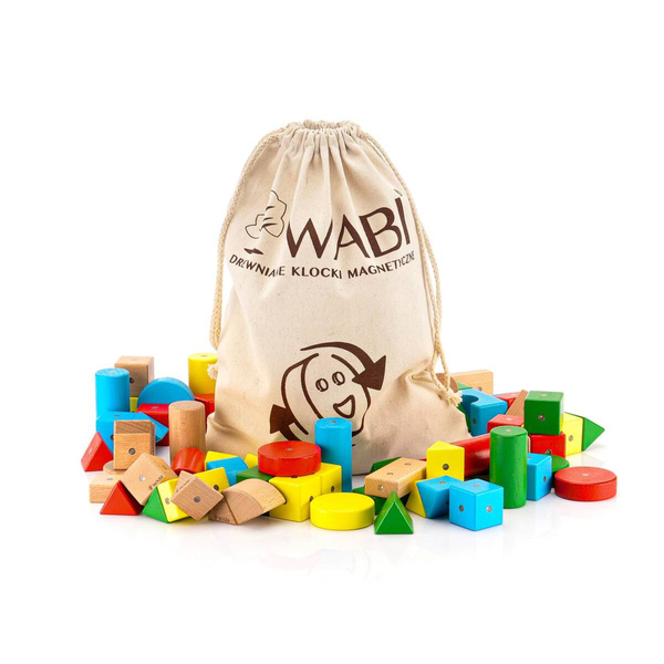 Klocki WABI 80 el. z Dynamic Magnet® – drewniane magnetyczne 3+