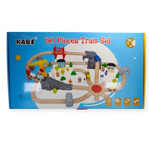 Wooden Train Set 80 Pieces City Play – Kabi 3+