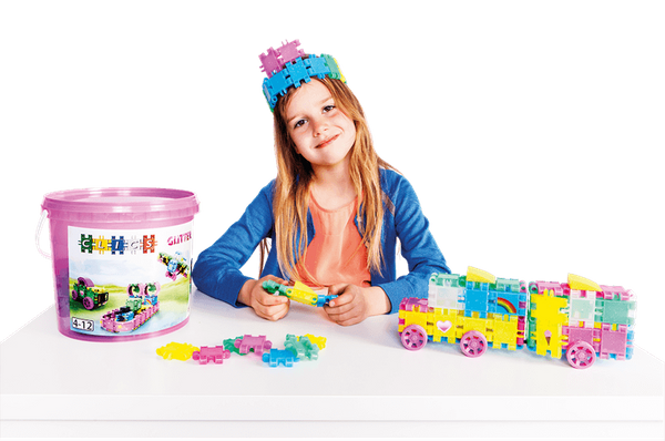 Klocki Clics Wiaderko 8w1 Glitter brokatowe 175 el. 4+