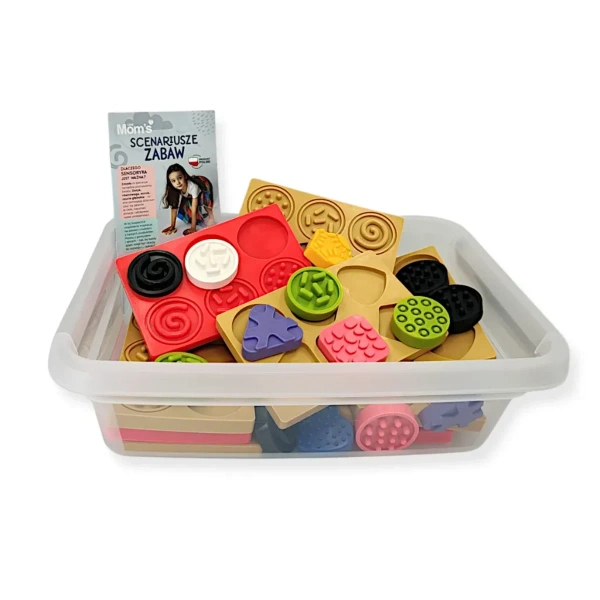 Sensoryczna tęcza - zestaw puzzli sensorycznych - dotyk, kształt - 45 el. 1+