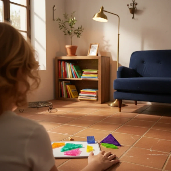 Klocki magnetyczne tangram 7 el. z tablicą – 3+