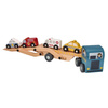 Wooden trailer with vehicles