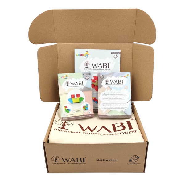 Drewniane klocki magnetyczne WABI 80 elementów z 304 magnesami 3+