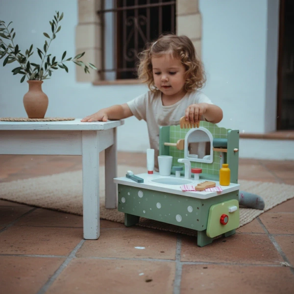 Wooden Bathroom Toy Washstand with Accessories – Kabi 3+