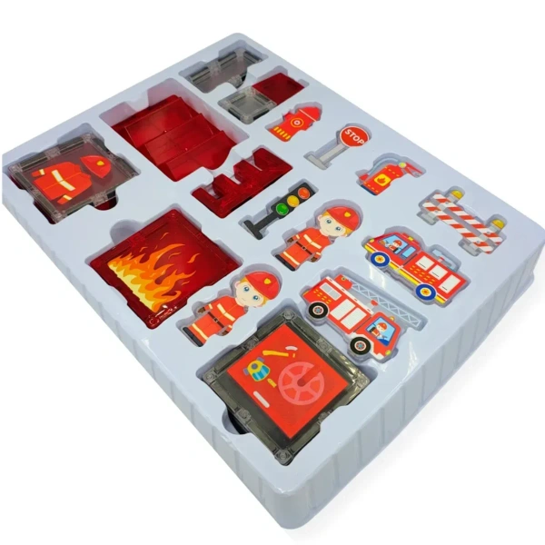 Magnetic Tiles Fire Station Set 48 pcs – X-Bida 3+
