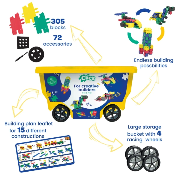 Clics Roller 15in1 377 el. - Construction blocks