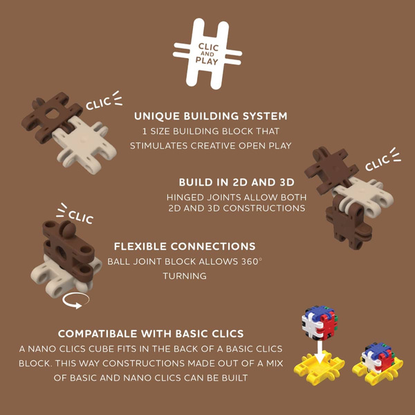 Klocki Nano Clics Wildlife zwierzęta 250 el. 8+