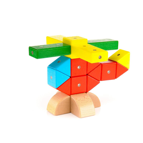 Klocki magnetyczne drewniane WABI 120 el. z tacką – zestaw 3+