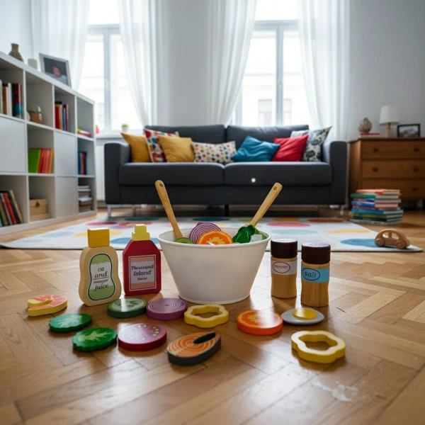 Wooden Kitchen Play Set – 22pc Salad Making Kit – Kabi 3+