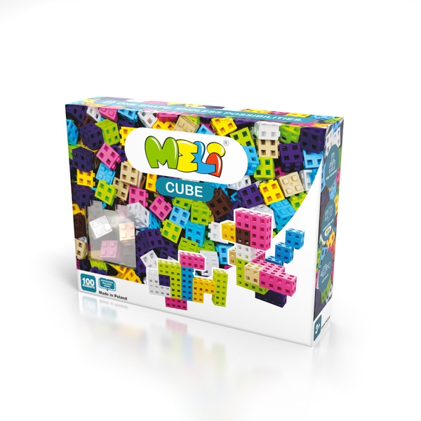 Set of construction blocks - Meli Cube Pink 100 el.