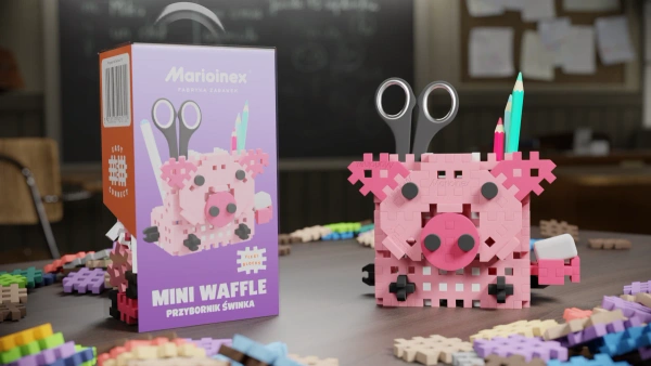 Marioinex Mini Waffle Przybornik Świnka – klocki 70 el. 3+