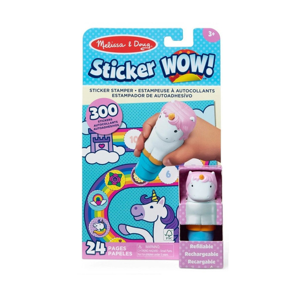 Sticker Wow - Książeczka i stempelek z naklejkami - Jednorożec