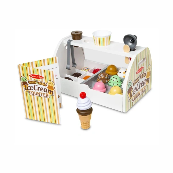 Melissa & Doug Ice Cream Parlor – Wooden Play Shop for Kids Ages 3+