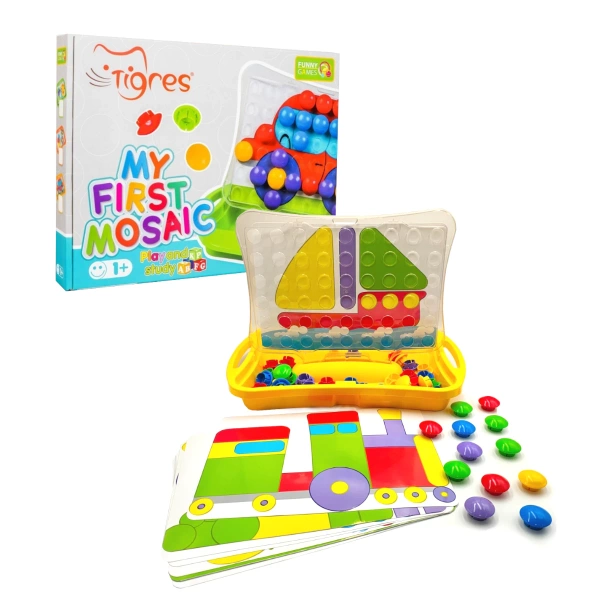 Mozaika edukacyjna z pinami 54 el. – Tigres dla dzieci 1+
