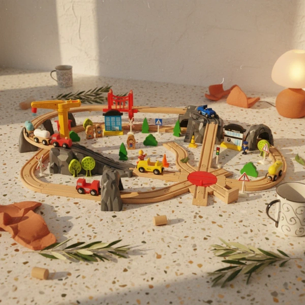 Wooden Train Set 80 Pieces City Play – Kabi 3+