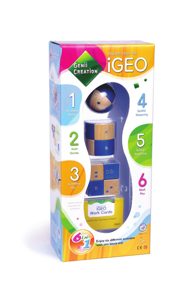 Klocki drewniane magnetyczne - IGEO 24 el.