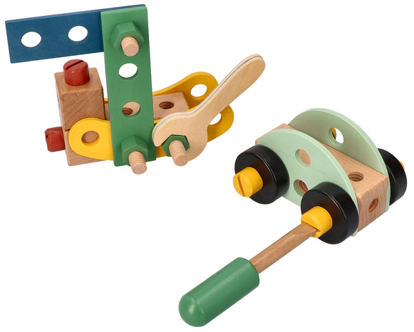 Wooden set of a small constructor