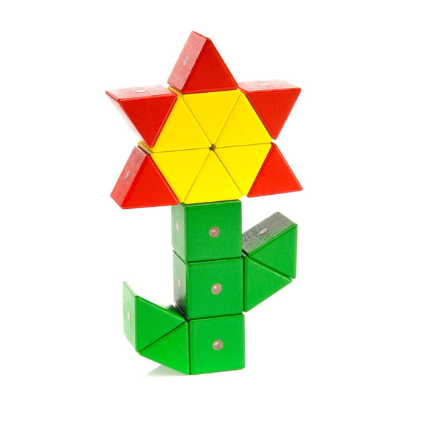 Klocki magnetyczne drewniane WABI 120 el. z 456 magnesami – 3+