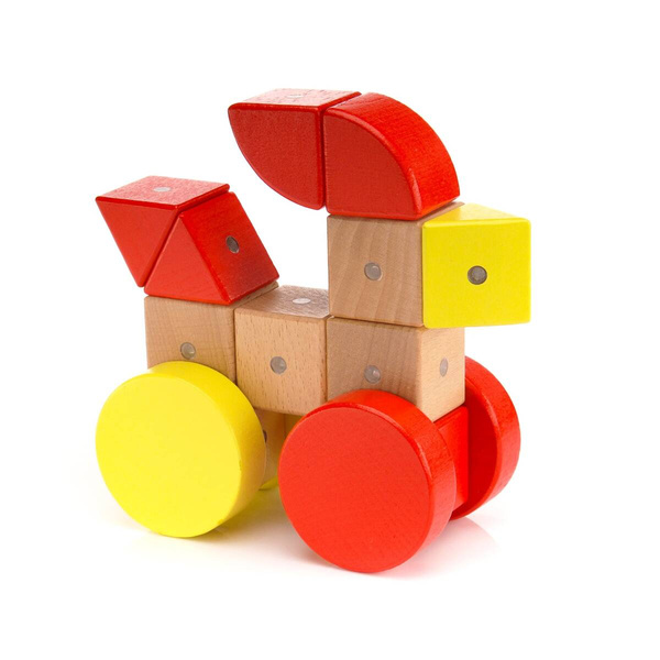 Drewniane klocki magnetyczne WABI 120 elementów z 456 magnesami 3+