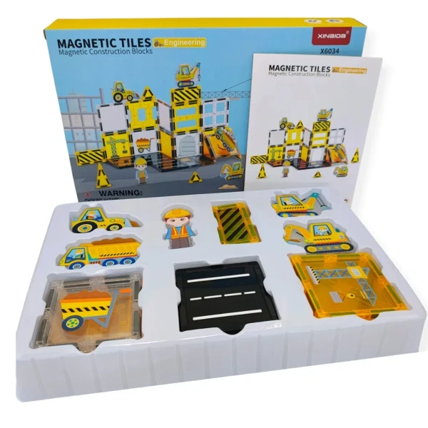 Klocki magnetyczne plac budowy 31 elementów – Magnetic Tiles 3+