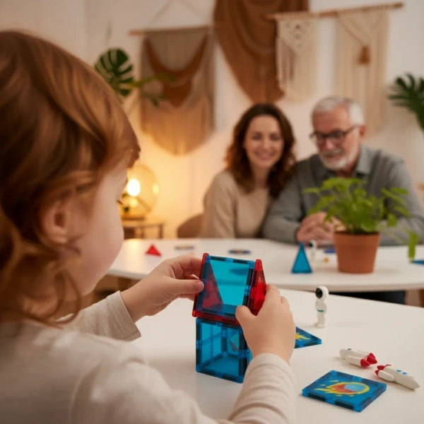 Magnetic tiles Space 39 pcs with astronaut – X-Bida 3+