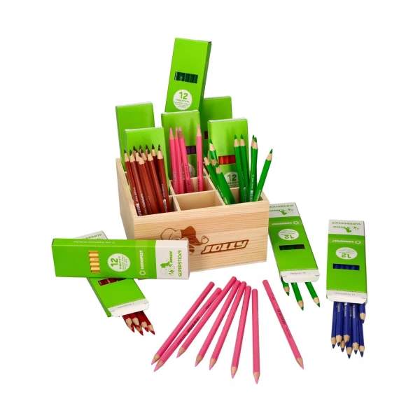 Jolly Supersticks Classic 144 szt. – duży zestaw kredek w drewnianym boxie 5+