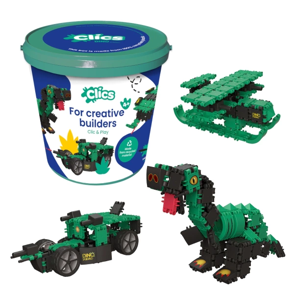 Clics Bucket 6in1 141 el. - Building Blocks - Dinosaurs