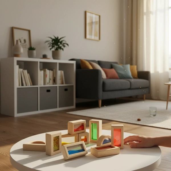 Klocki sensoryczne drewniane 22 el. z piaskiem – Kabi 2+