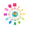 Colorful wooden teaching clock with blocks - 102 el.