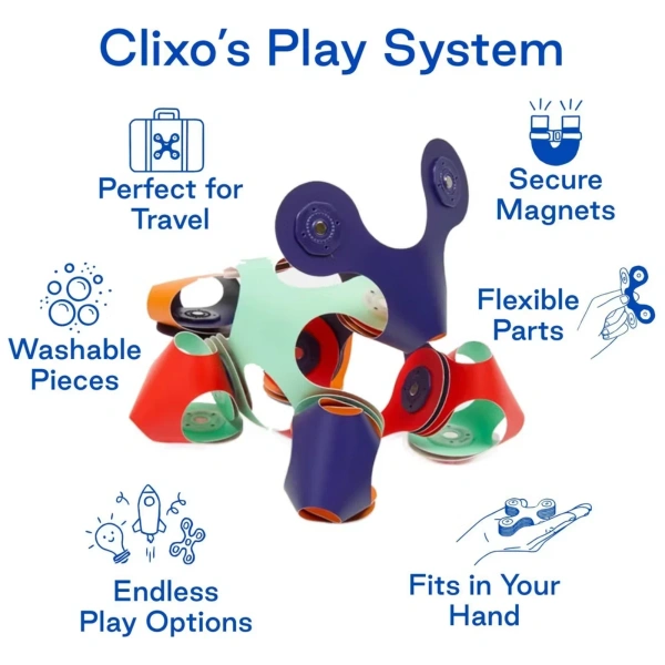 Clixo Tiny & Mighty Space 9 Pieces – Magnetic Building Toy 4+