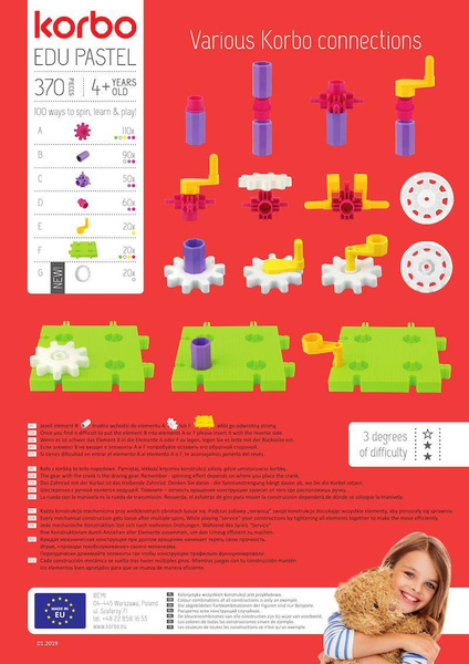 Korbo EDU Pastel construction blocks 370 el.