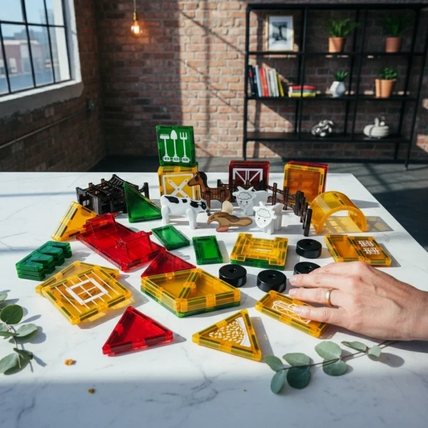 Klocki magnetyczne farma 76 el. – Magnetic Tiles 3+