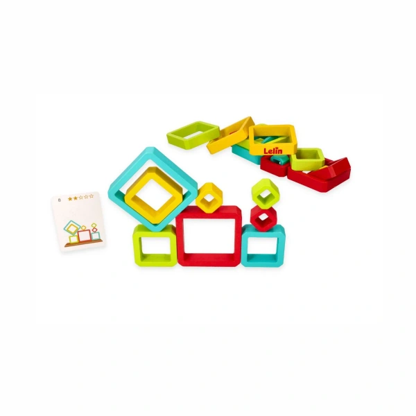 Lelin układanka balansująca geometryczna – drewniana gra zręcznościowa 3+