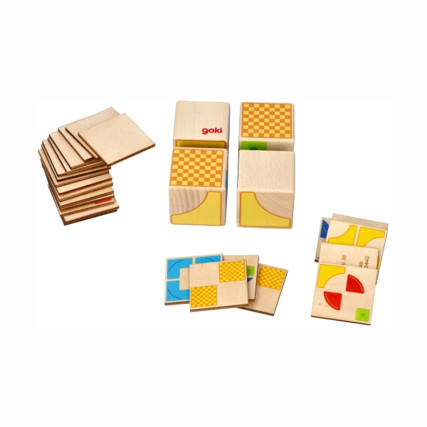 Goki Kubus Puzzle – Wooden Logic Cube Blocks with Patterns for Kids 3+