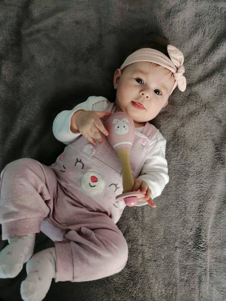 Pink wooden maracas with bunny