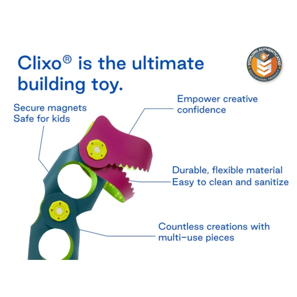 Flexible Magnetic Dinosaur Building Set 22 pcs – Clixo 4+