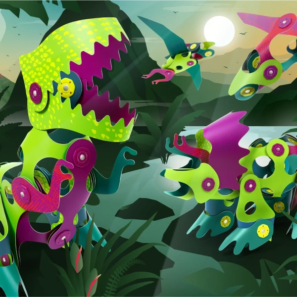 Flexible Magnetic Dinosaur Building Set 22 pcs – Clixo 4+