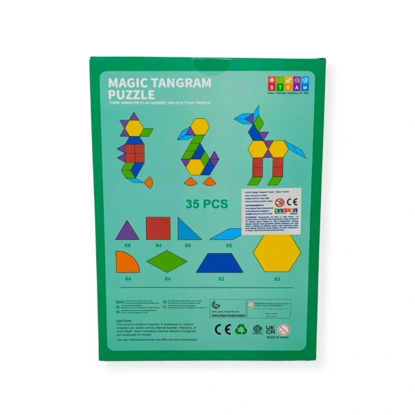 Klocki magnetyczne tangram 35 elementów geometrycznych dla dzieci od 3 lat