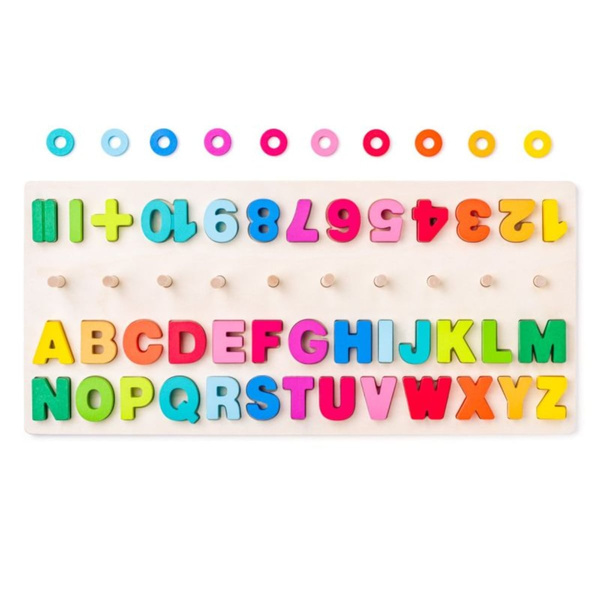 Tablica puzzle alfanumeryczne z literami i cyframi + znaki