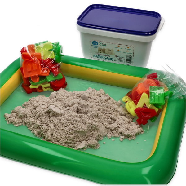 Set - NaturSand kinetic sand 3kg - beige + molds and sandbox