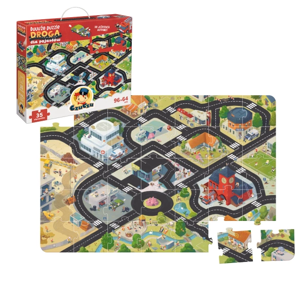 Puzzle podłogowe CzuCzu Droga dla pojazdów 35 elementów 96x64 cm 3+