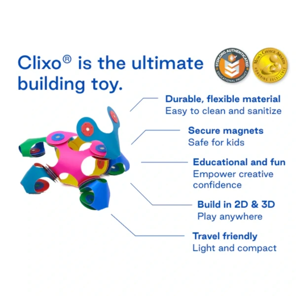 Clixo Tiny & Mighty Space 9 Pieces – Magnetic Building Toy 4+