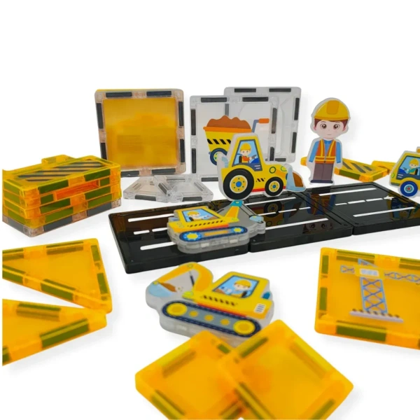 Klocki magnetyczne plac budowy 31 elementów – Magnetic Tiles 3+